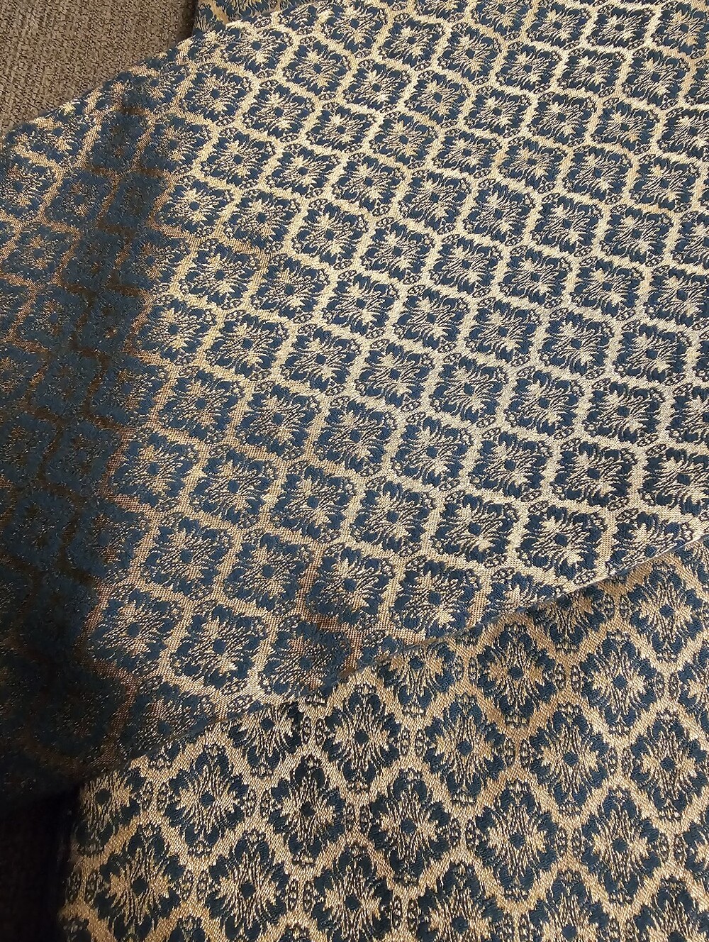Worthington Teal Blue Cream Champagne Patterned Work Office Dress Pants Size 8 - Picture 3 of 7